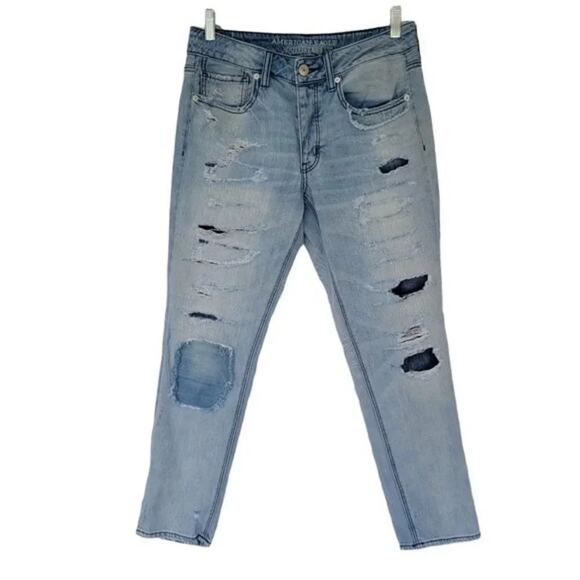American Eagle Outfitters Denim - American Eagle Tomgirl Distressed Jeans Womens 6 Blue Ripped Relaxed Fit Casual